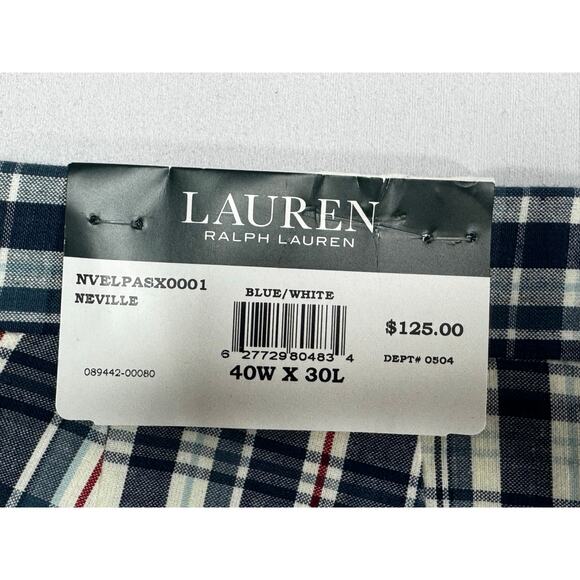 NWT Lauren Ralph Lauren Men's Neville Blue Plaid Pants - Size 40x30 (41x30) - Picture 3 of 5